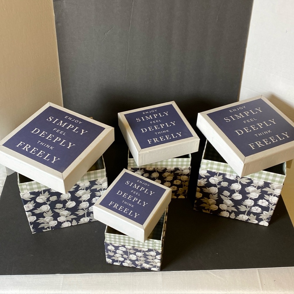 Set of 4 Farmhouse Style Decorative Storage Boxes